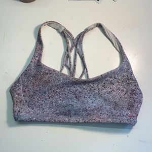 Marbled purple and grey Lululemon sports bra.